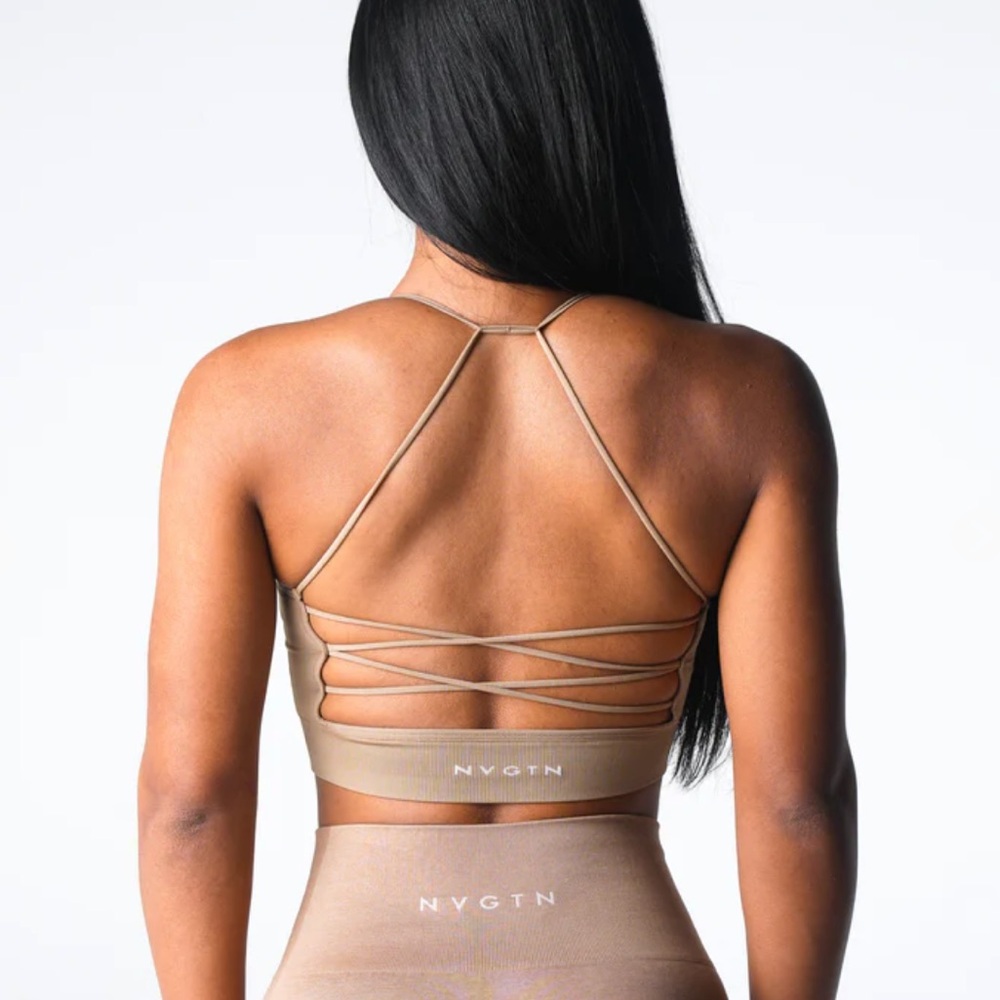 NVGTN Beige Cascade Sports Bra